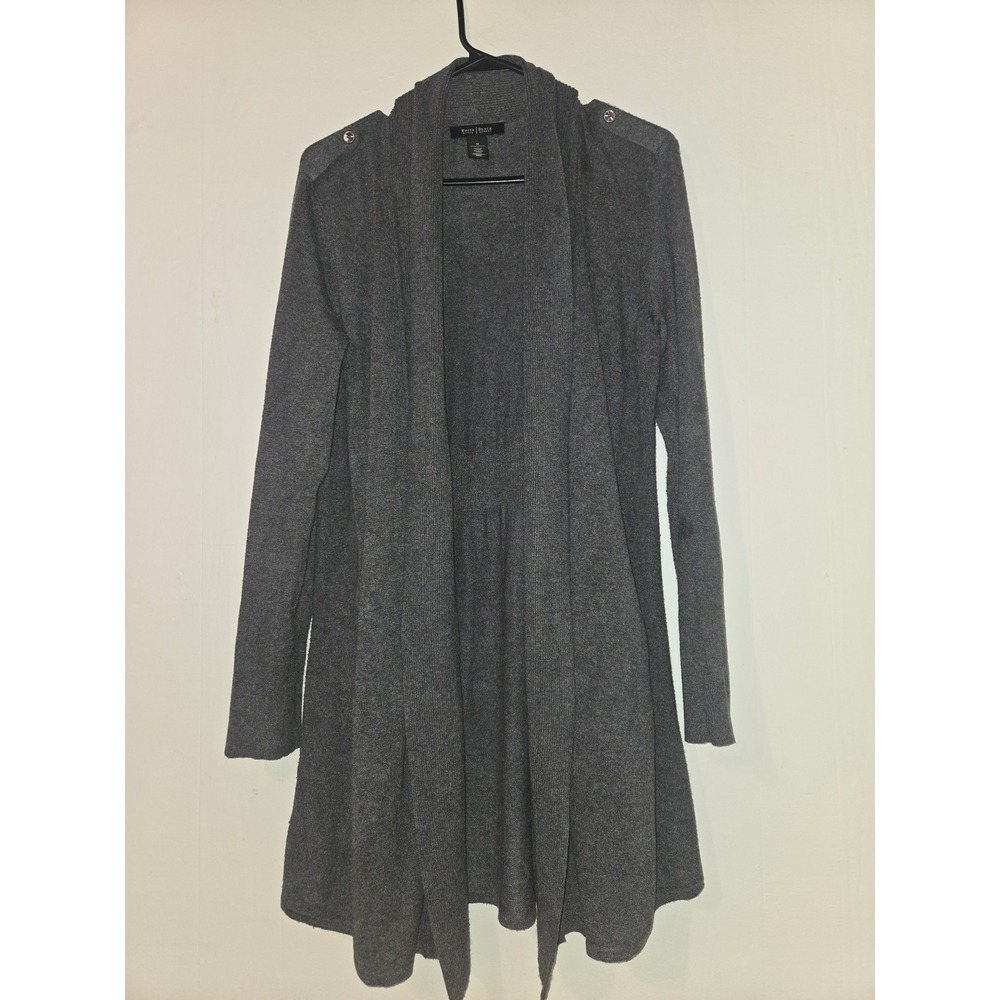 NWOT White House Black Market Gray Open Front Shawl Cardigan Sweater Medium